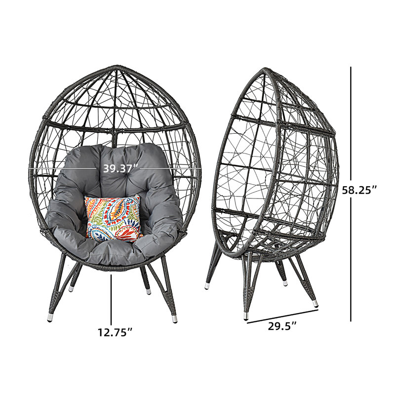 Dakota Fields Patio Wicker Egg Chair, Oversized Indoor Outdoor Lounger